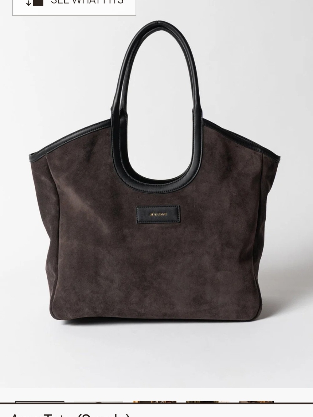 Suede Tote with Leather Trim - Dark Brown/Black